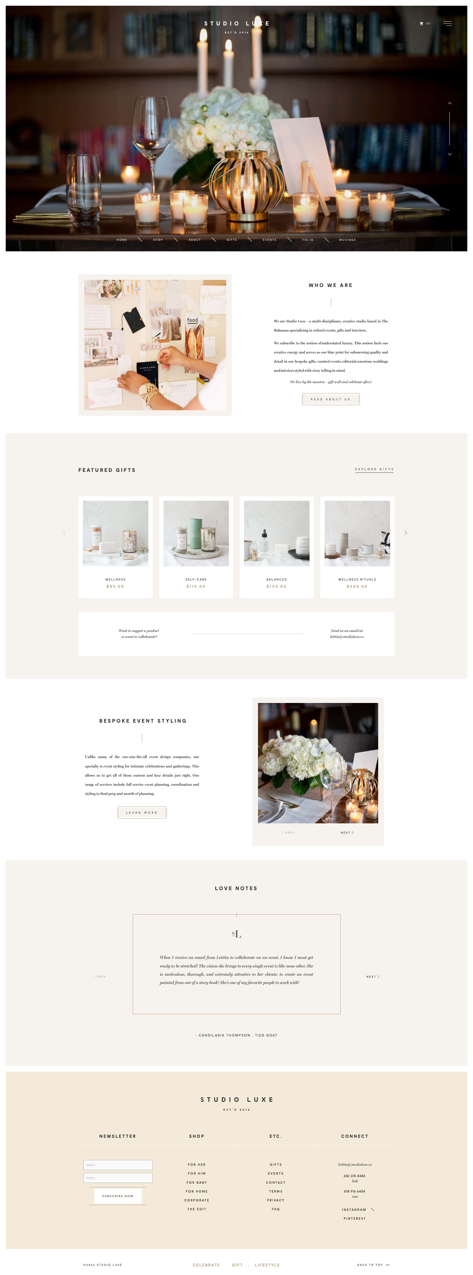 Squarespace Ecommerce Examples 5: Studio Luxe - Distinctive Elegance, Meticulous Organization, and User-Friendly Navigation