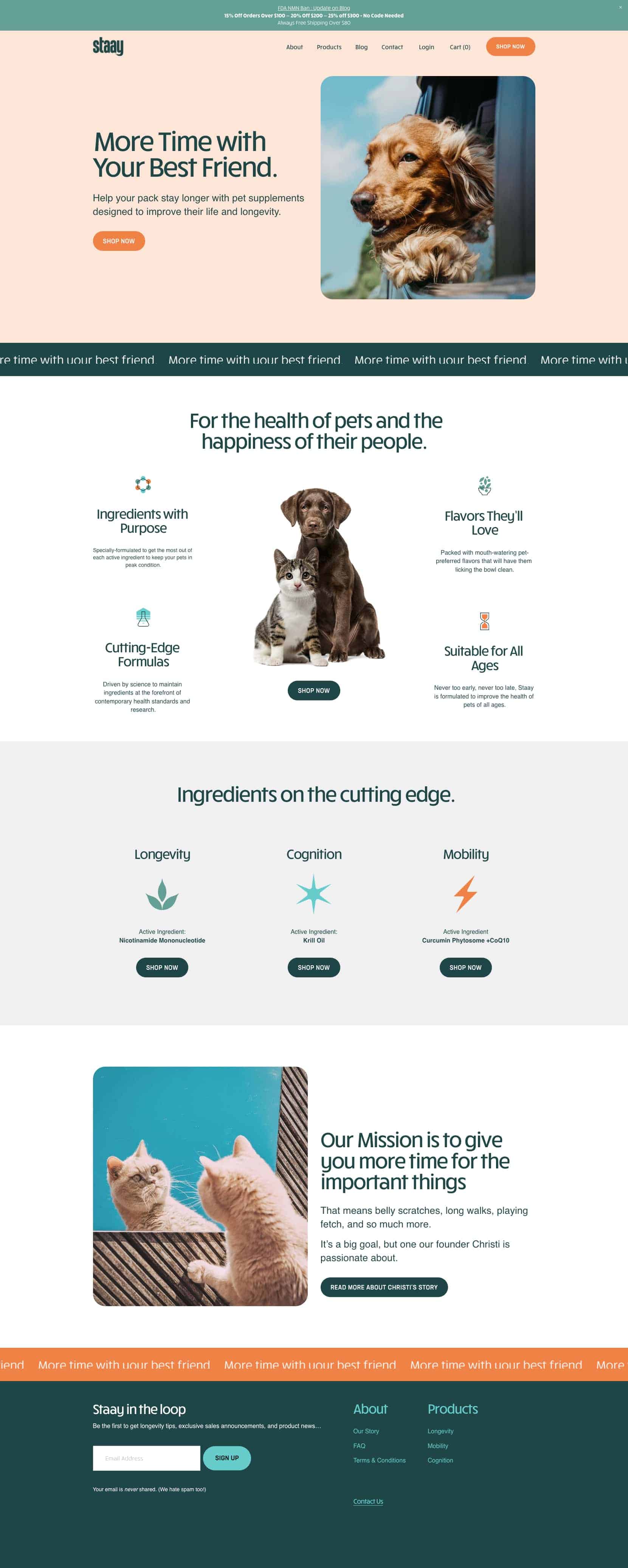 Squarespace Ecommerce Examples 8: Staay - Harmonious Blend of Pet Charm and Navigational Simplicity