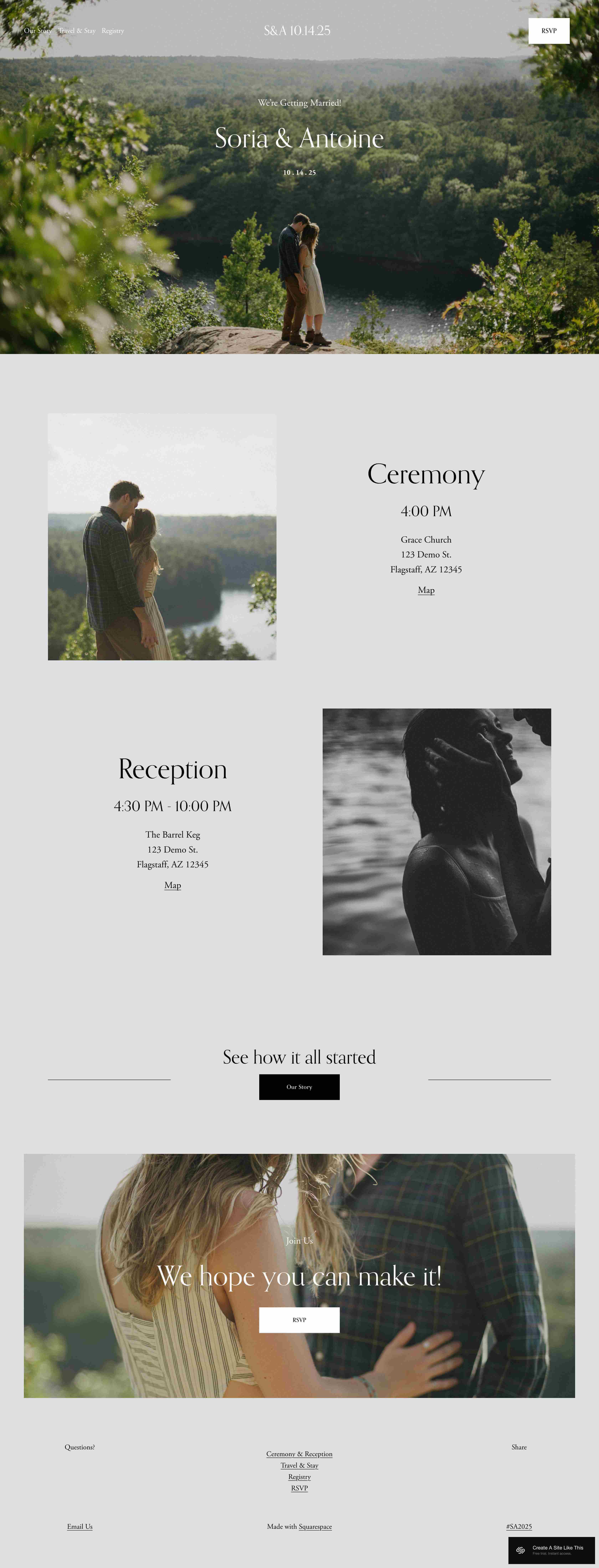Squarespace Wedding Templates 3: Soria - Simple Layout with Elegant Photography